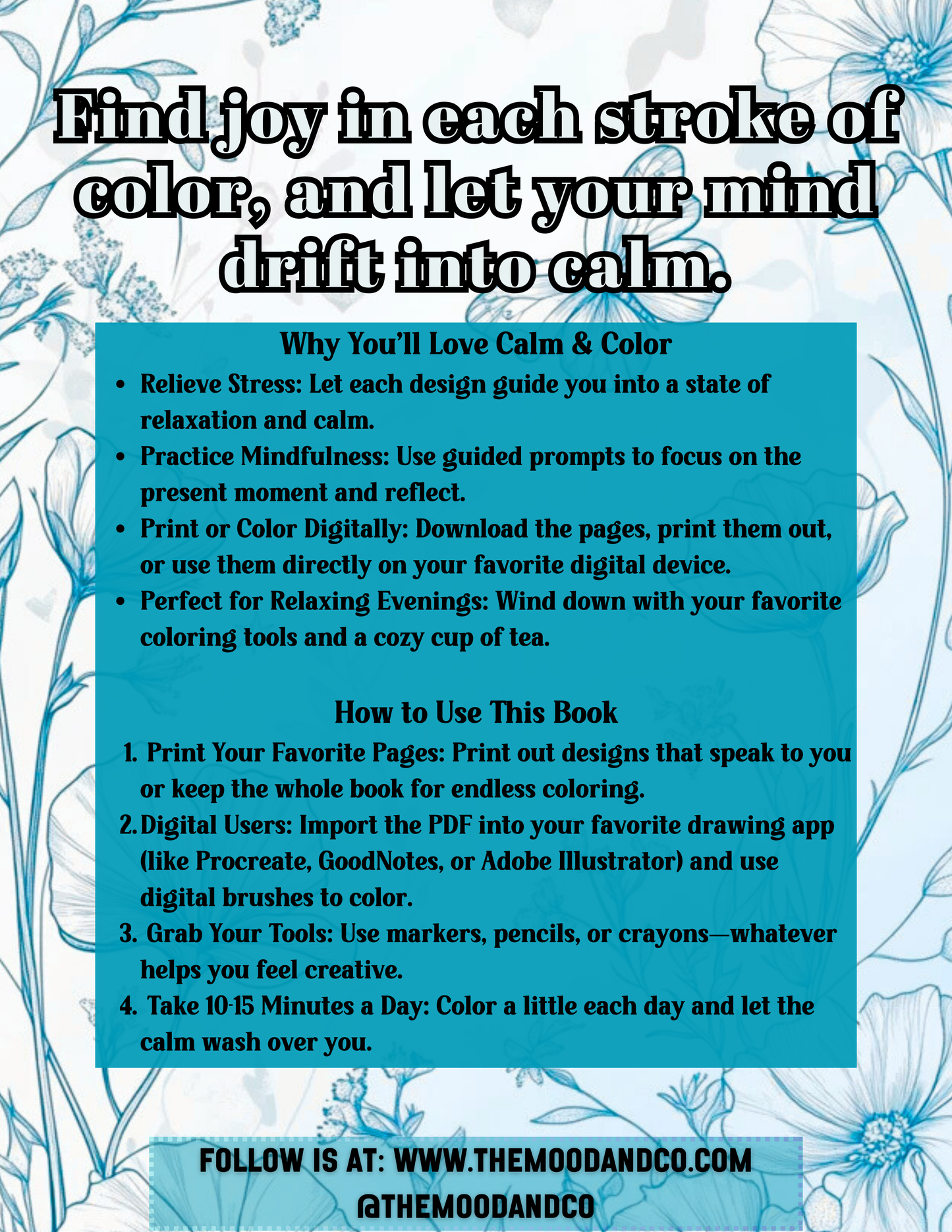 Calm & Color: A Self-Care Digital Coloring Book