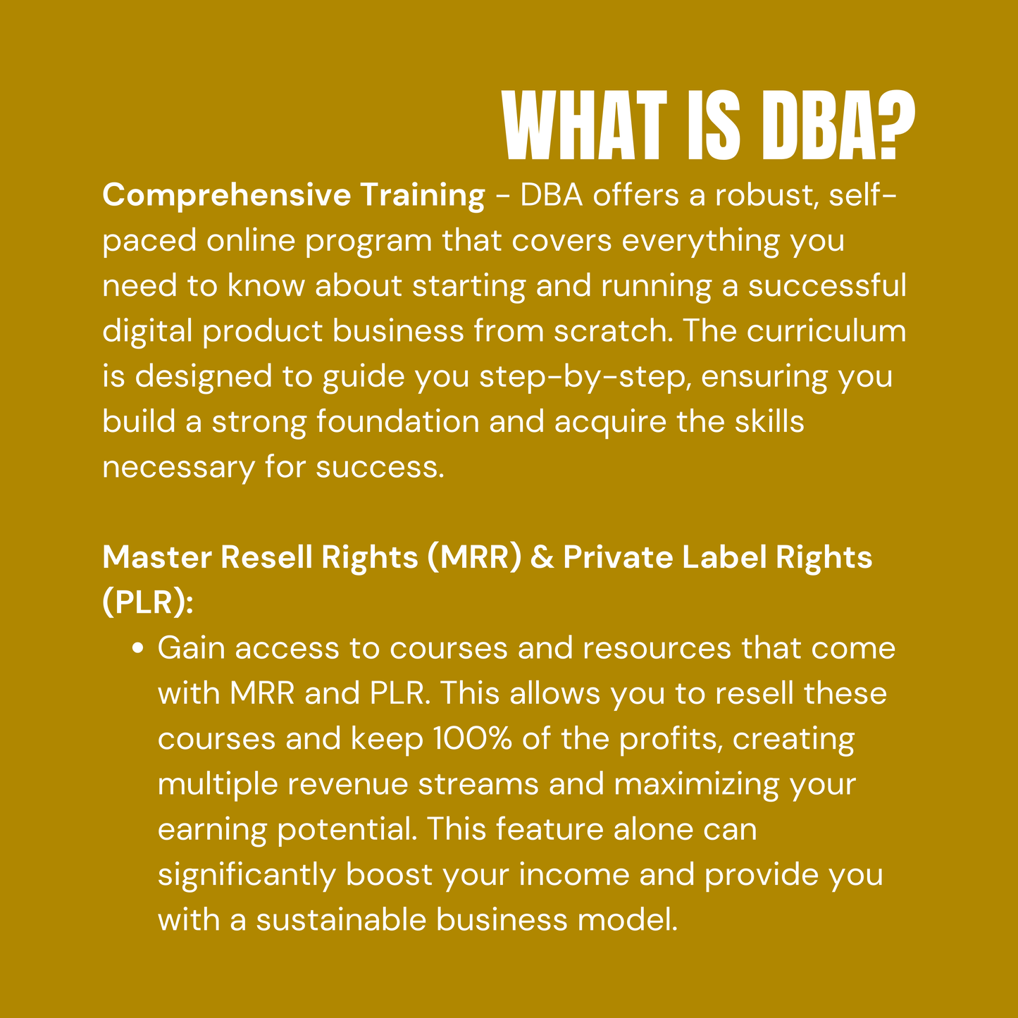 Digital Boss Academy (DBA) and Digital Download Success (DDS) Program