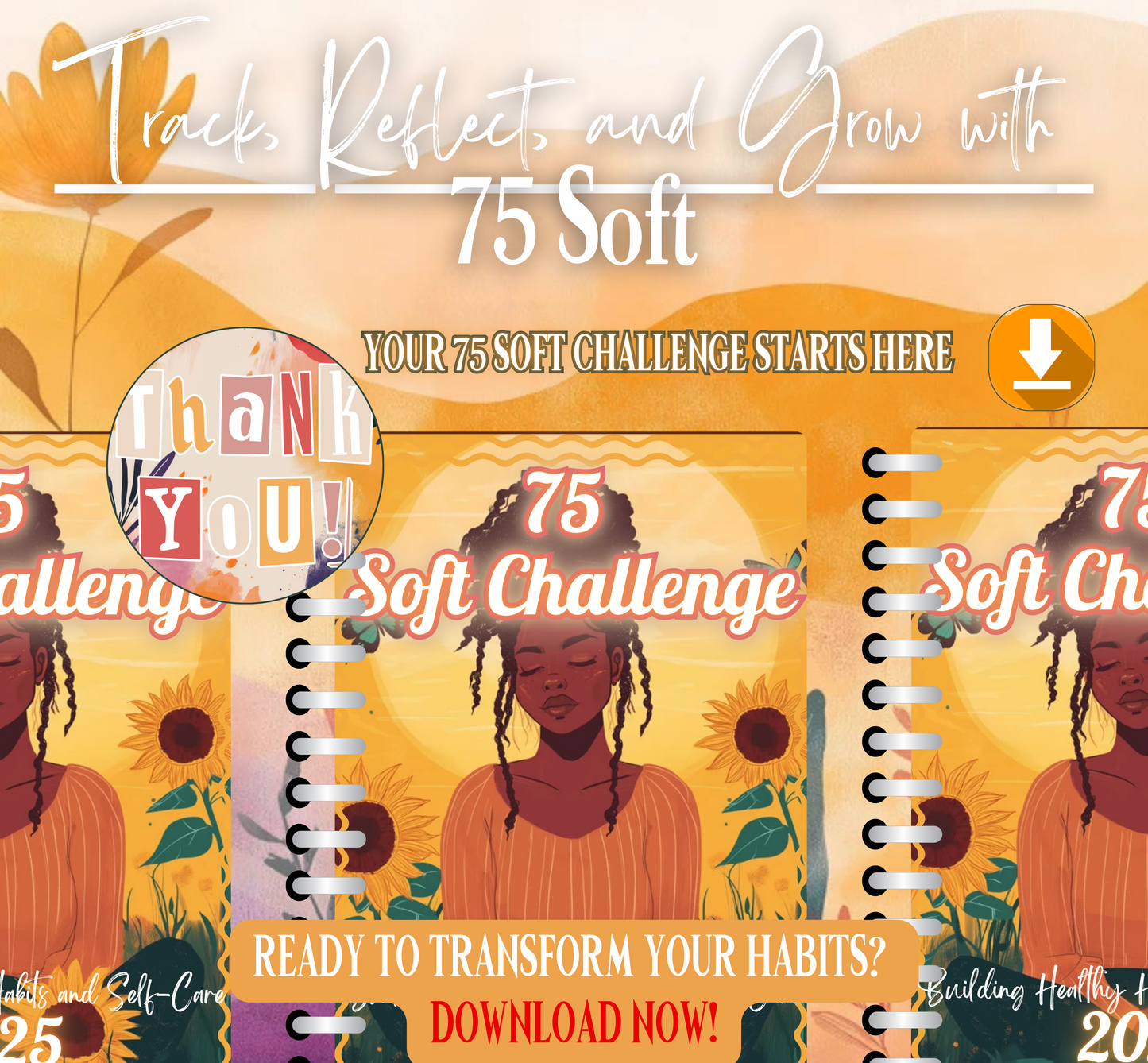 75 Soft Digital Journal - Build Healthy Habits and Self-Care